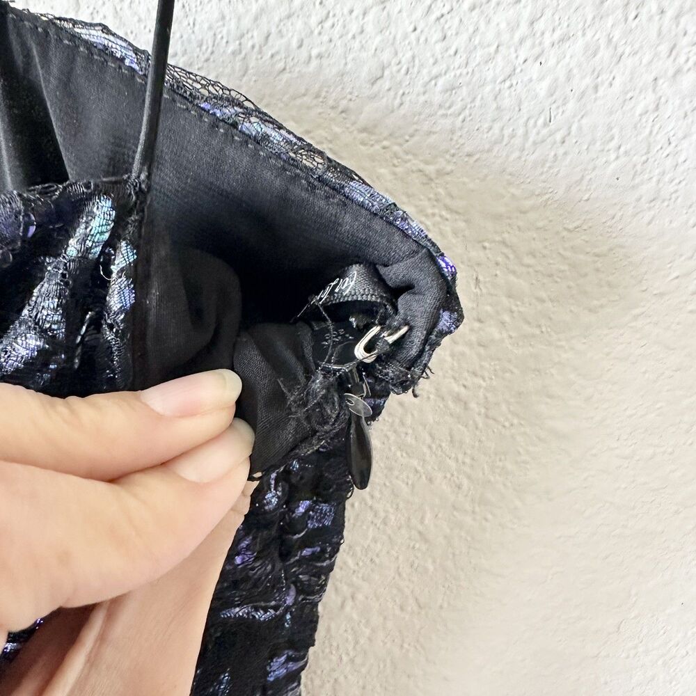 FOR LOVE & LEMONS Rodin Sequin Lace Iridecent Mini Dress Black Blue Size XS - Picture 6 of 10